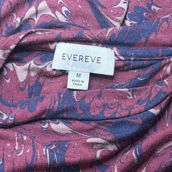 Evereve Marbled Print Long Sleeve Crew Top Maroon Size Medium - Picture 5 of 6